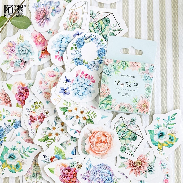 

45 Pcs Cute Flower Sticker Deco DIY Scrapbook Stiker Bunga