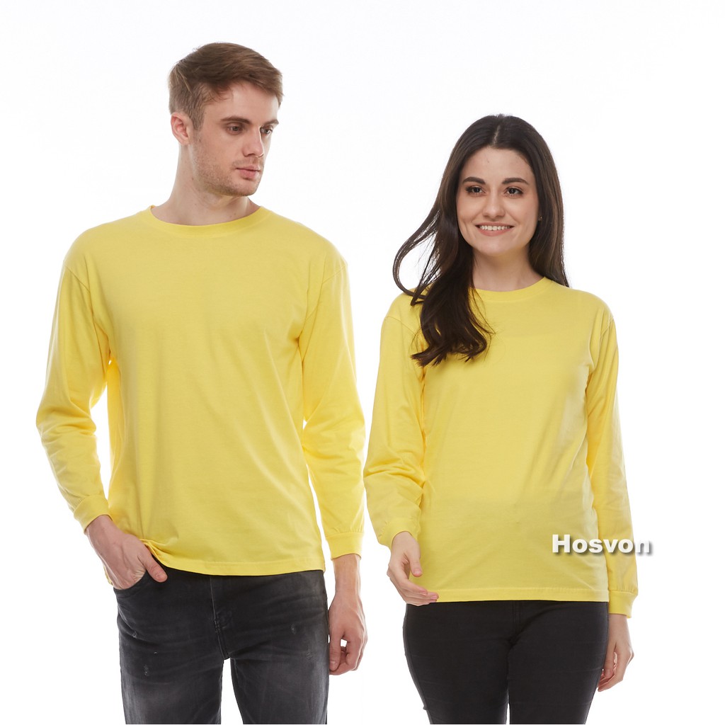 KUNING KENARI Cotton Combed 20s Lengan Panjang Size M - XXL (PRIA &amp; WANITA)