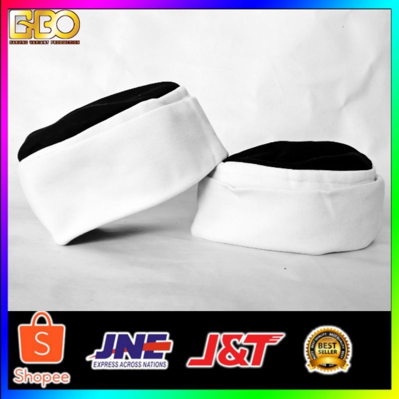 Peci Lipat Mesir Kupluk Putih Hitam