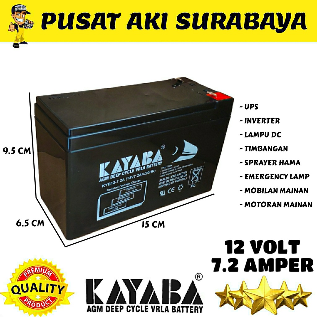 KAYABA 12 VOLT 7.2 AMPER ACCU VRLA UPS AKI KERING 12V 7.2AH BATERAI SPRAYER BATTERY TIMBANGAN EMERGENCY LAMP MOBILAN ANAK PLIKO PMB UNIKID YUKITA