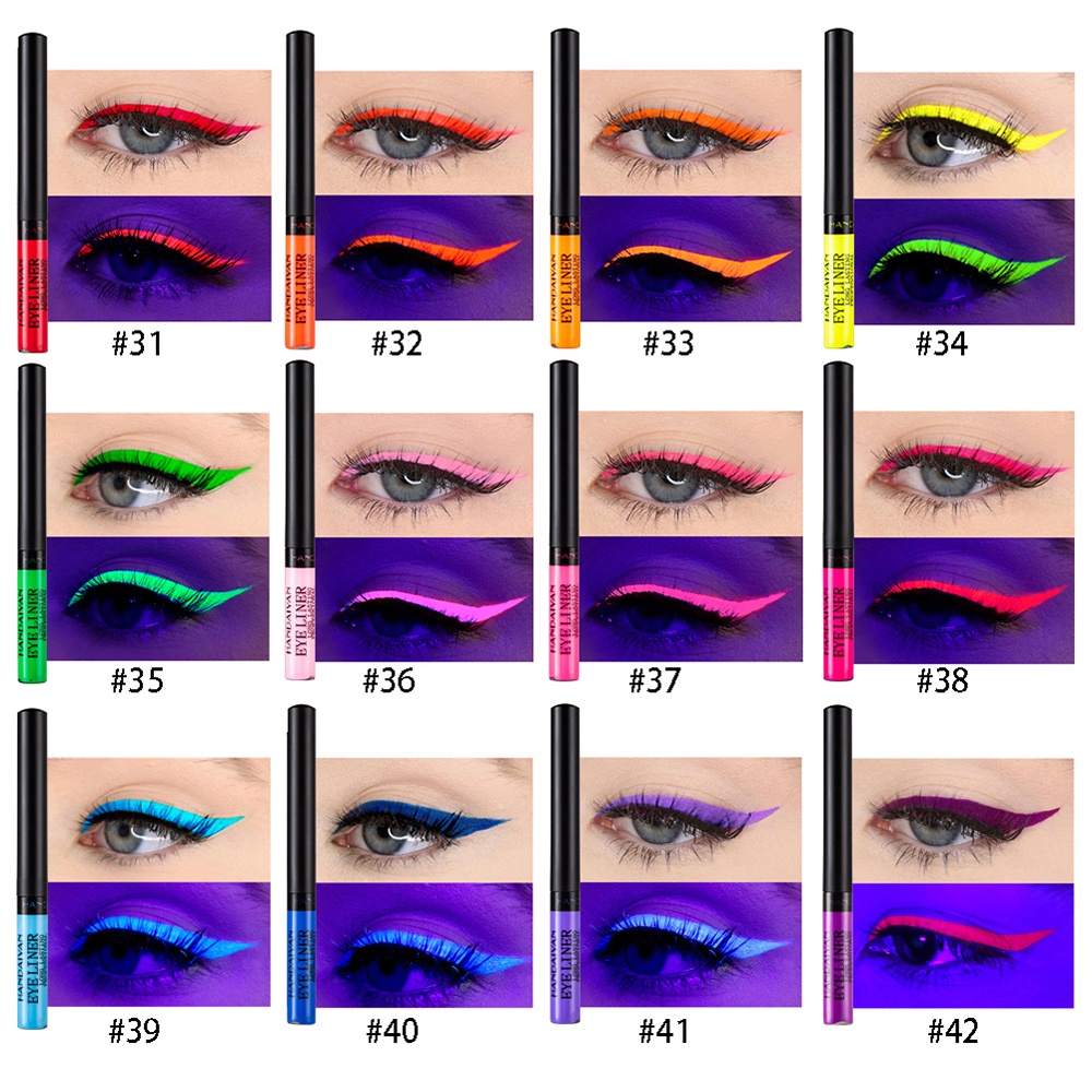 【Baru】HANDAIYAN 12Colors UV Neon Eyeliner Long Lasting Waterproof Liquid Eyeliner Eyeliner Pen