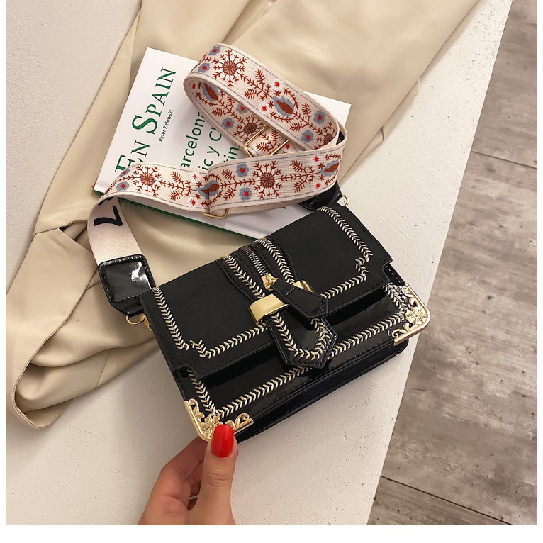 TAS SELEMPANG PESTA WANITA TALI LEBAR HITAM KULIT KOREA MURAH PREMIUM LAVERN TA260B5 IMPORT FASHION