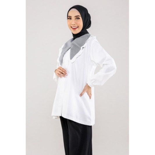 Eleanorre Naura Soft Wool White Top Atasan Muslim Wanita