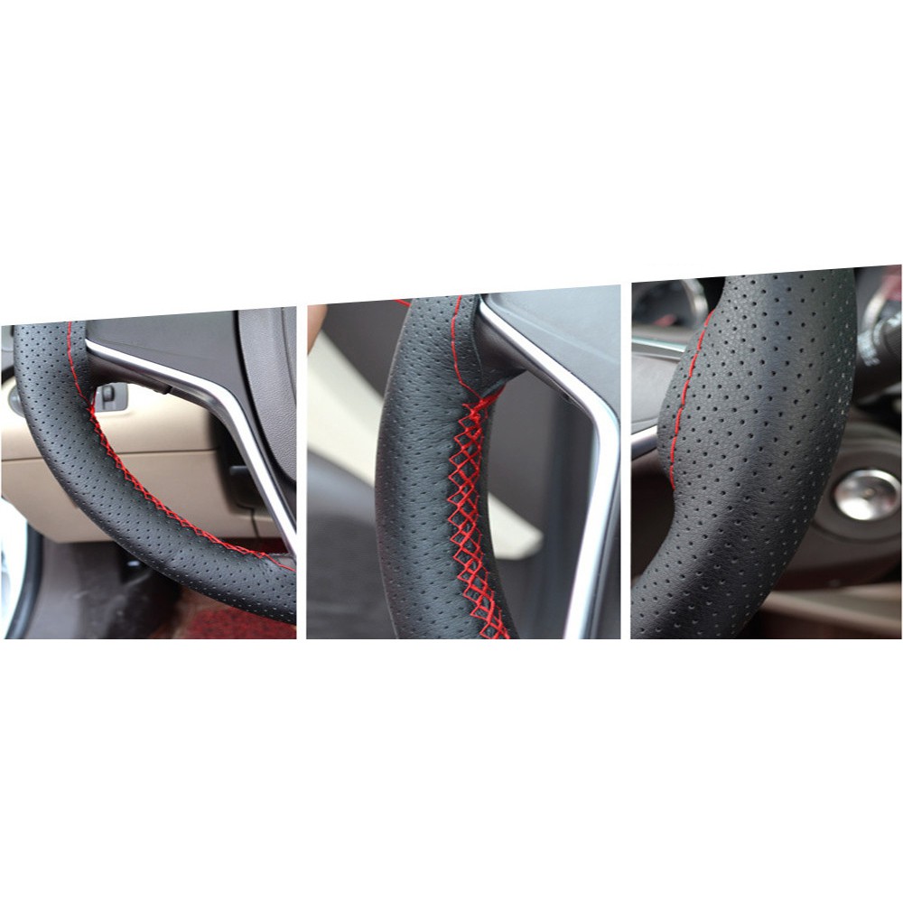 Karlor Cover Setir Mobil Kulit  DIY Dengan Alat Jahit Hand Stitched Steering Wheel Cover - RZLX501