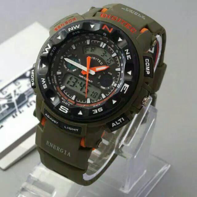 Jam tangan pria digitec dual time original sport rubber keren