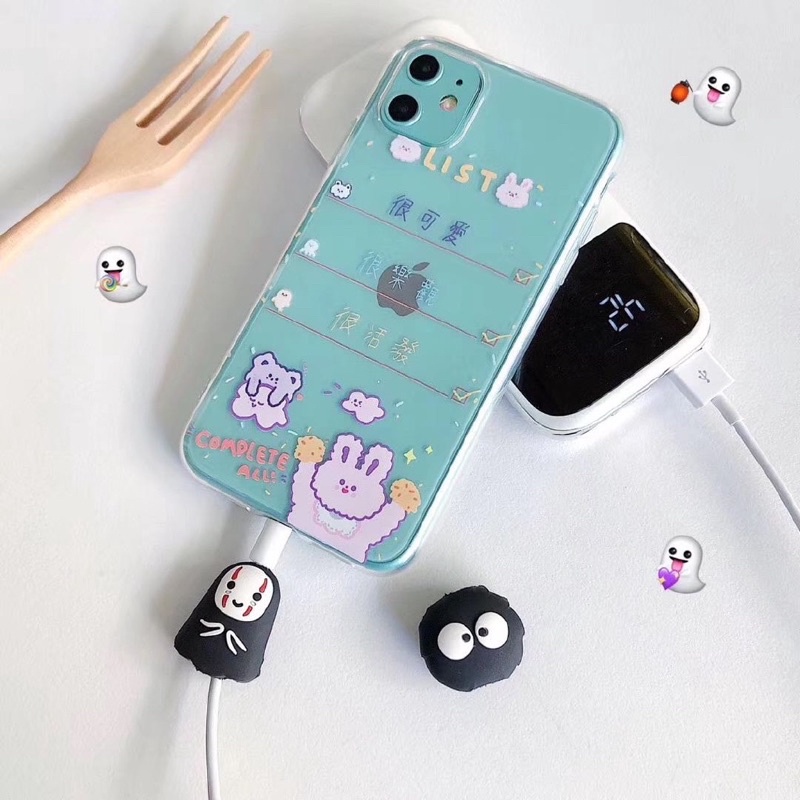 Cute Cable Bite Cartoon Dinosaur No Face Man Winder Data Line Silicone Protector Case for iPhone Android Xiaomi Oppo Vivo Wire USB Charging Cable Cord Cover Organizer Pelindung Kabel Data / Charger Bentuk Binatang Kartun Lucu Gaya Korea