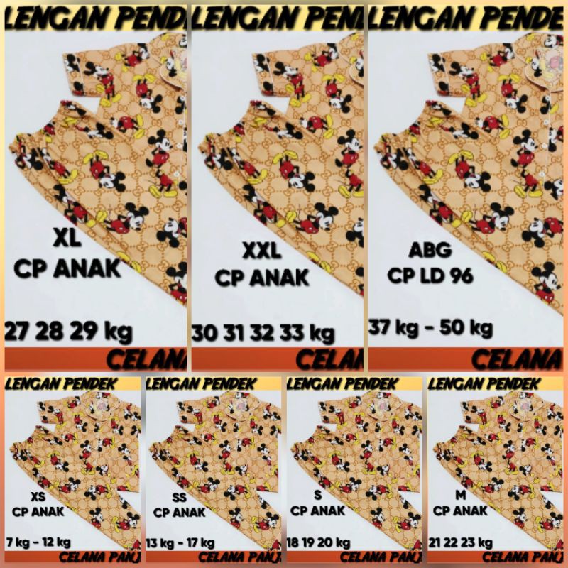 Piyama Wanita Dewasa dan Anak couple baju tidur stelan katun jepang karakter M.K GC