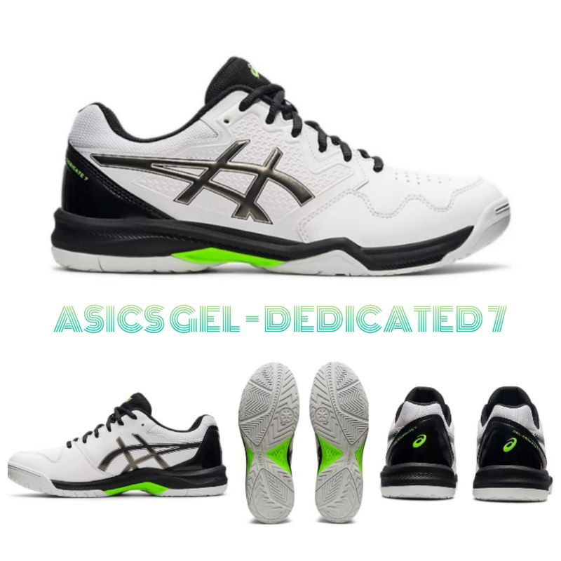 [ SEPATU TENIS LAPANGAN ASICS GEL - DEDICATE 7 / WHITE GREEN ]