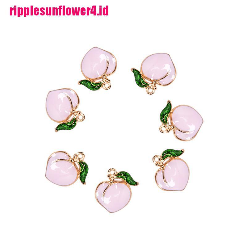 10pcs Liontin Enamel Bentuk Peach Bahan Alloy