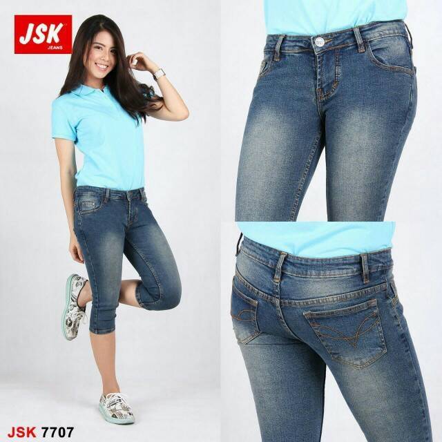 Celana jeans 7/8 , celana jeans selutut,  JSK Jeans original polos