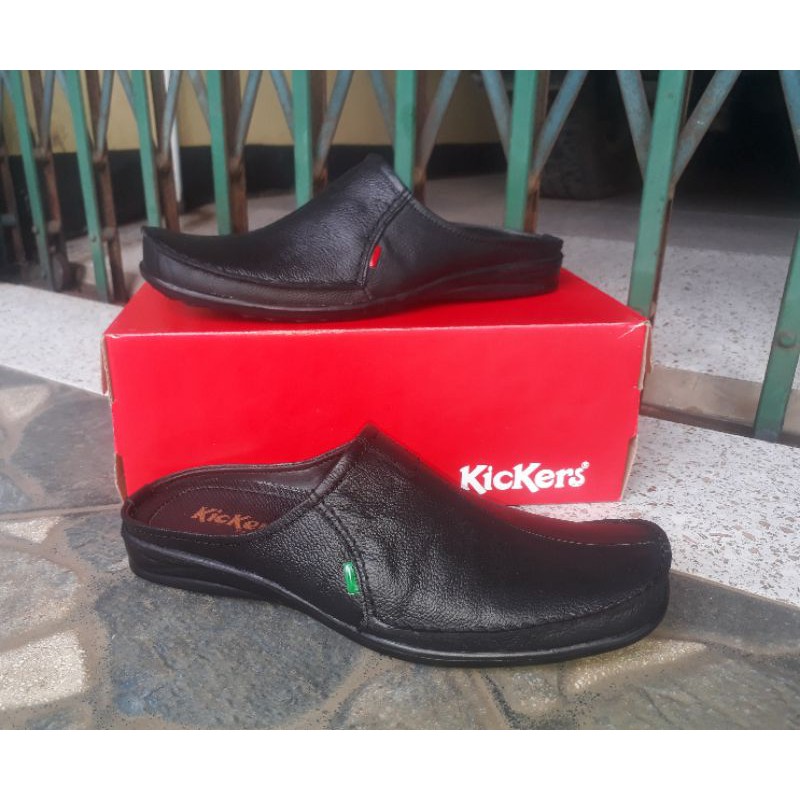sepatu slop kulit asli KICKERS pria