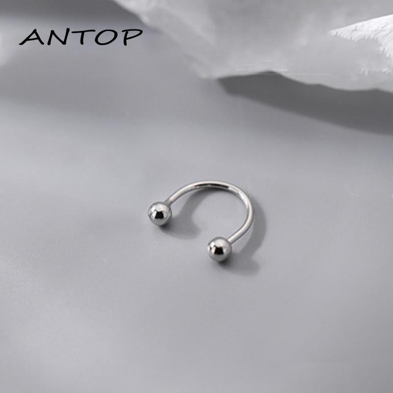 1 Pasang Anting Bentuk Setengah Lingkaran Bahan stainless steel Untuk unisex