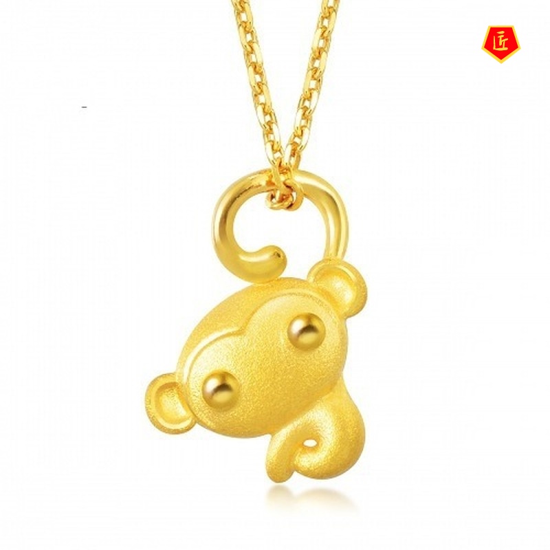 [Ready Stock]Big Eye Monkey Gold Necklace Cute and Graceful