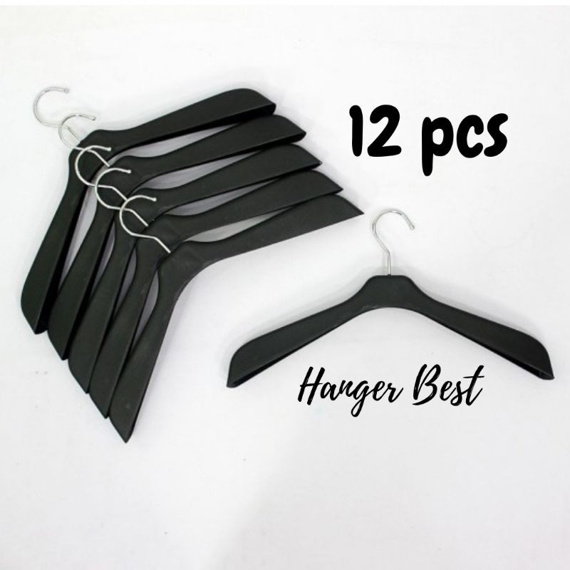 Hanger Gantungan Plastik Distro 181 Gantungan Baju - Jas Berkualitas (1 Lusin) Hitam Hanger Bebek