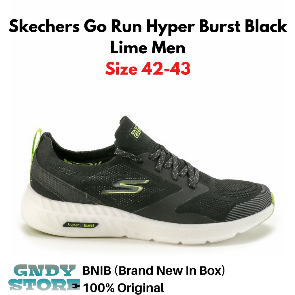 Sepatu Lari Running Pria Skechers Go Run Hyper Burst Men 220045/BKWL Black Lime Original Resmi BNIB 