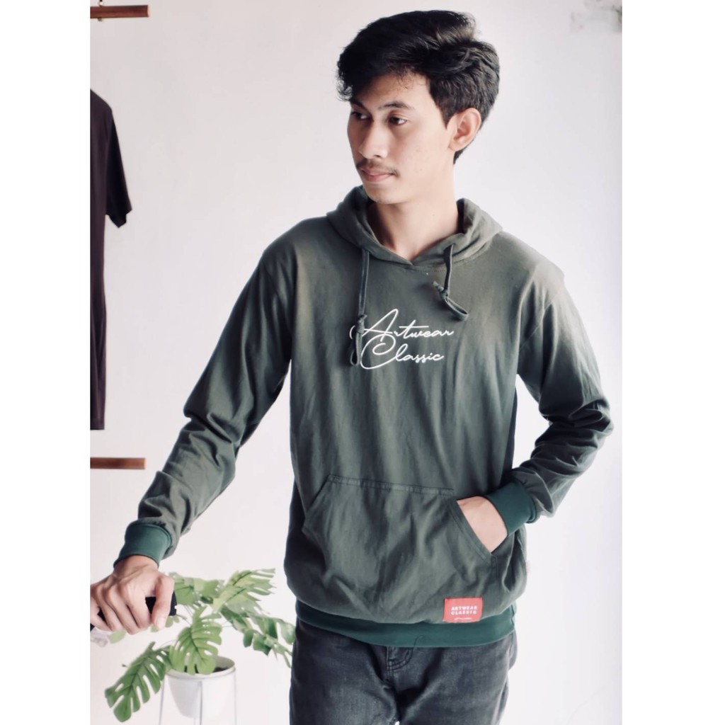 Hoodie Cowok Distro Artwear Classic Jaket Cowok Hoodie ARTHODGREEN02 Hoodie Pria Polos