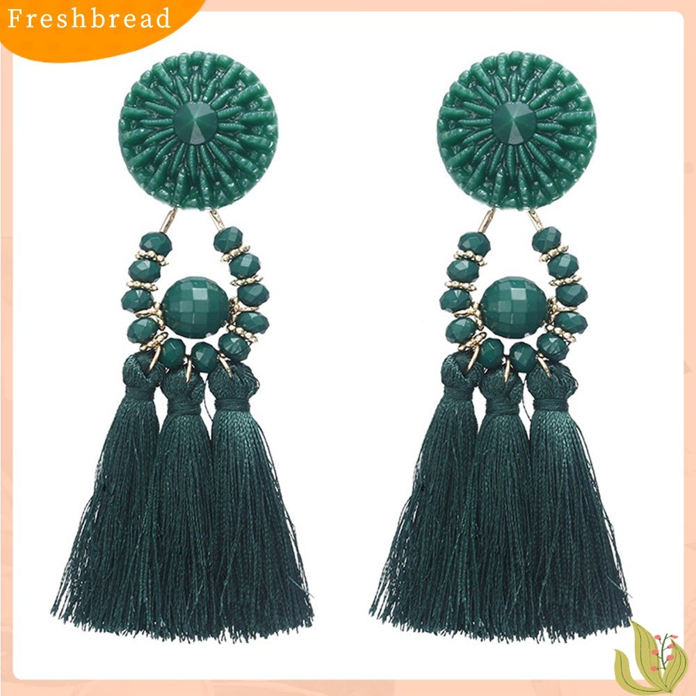 Terlaris Vintage Ethnic Beaded Long Tassel Dangle Statement Earrings Women Jewelry Gift