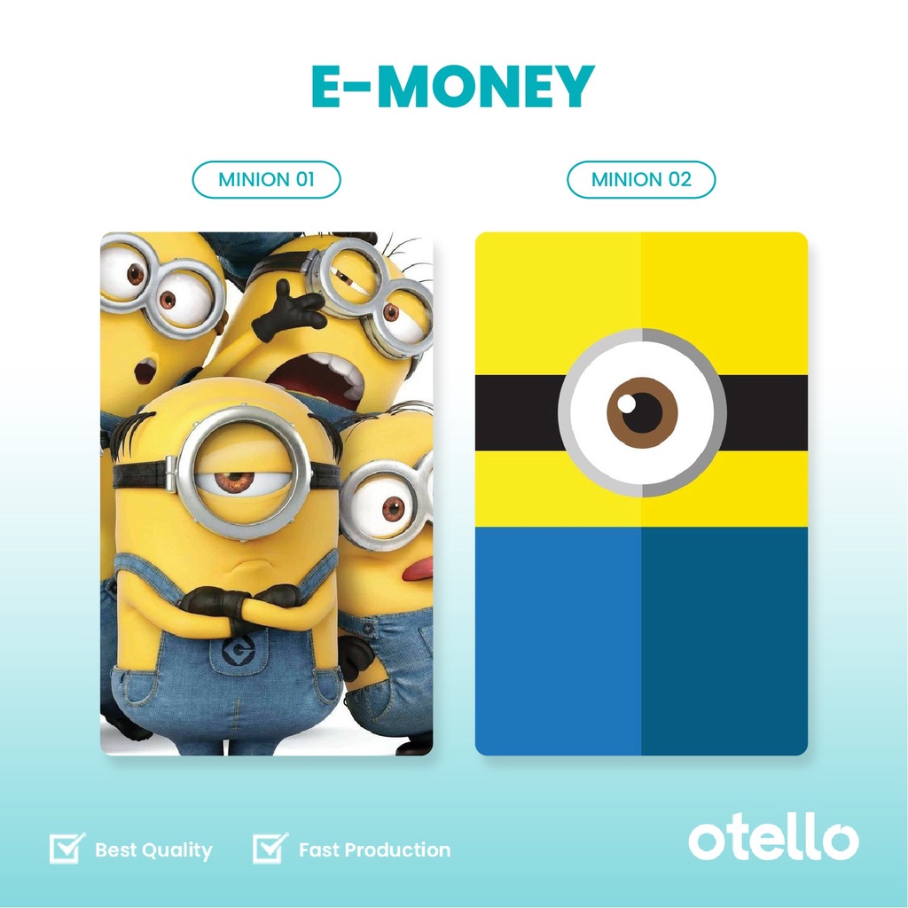 Otello eMoney Minions Kevin Stuart Bob Otto Kartu e-Money Mandiri Custom eToll Card UV Print