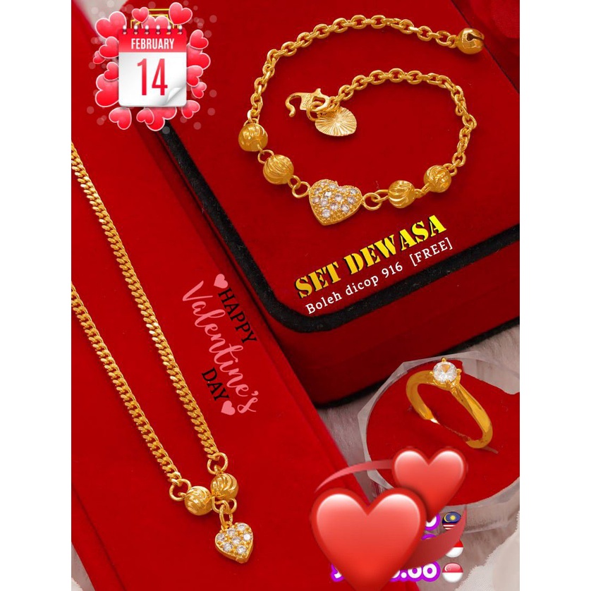 Set Emas Bangkok Kristal / kalung, gelang tangan , dan cincin / Emas Bangkok Asli Thailand / Cocok U