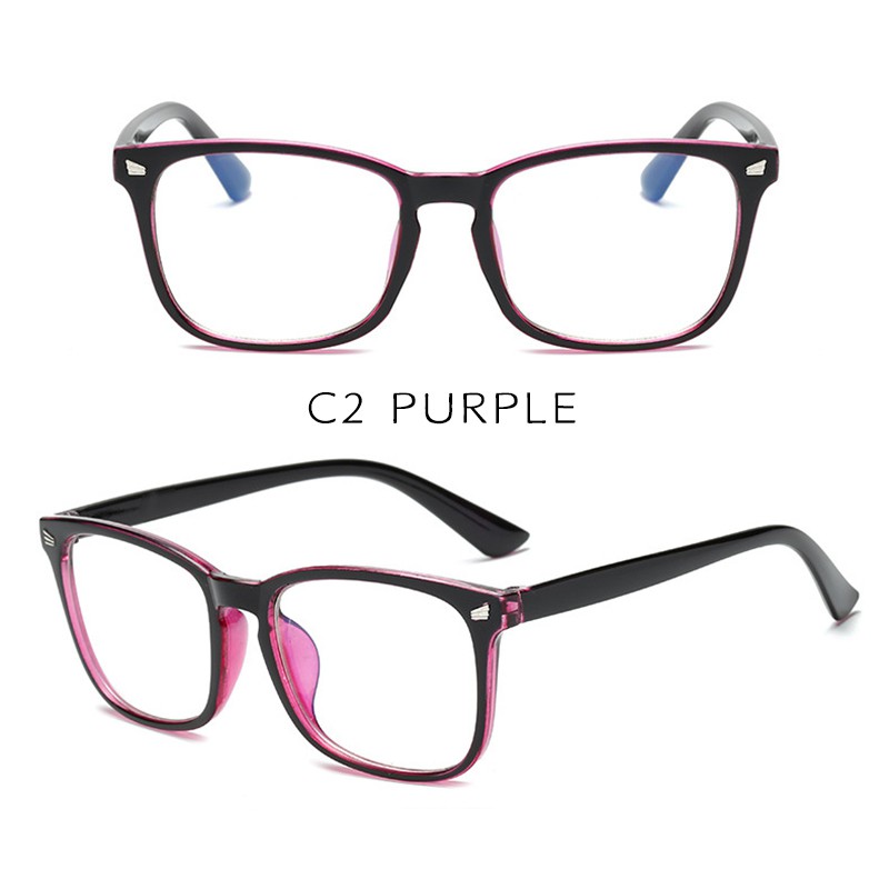 (YUZHU) Bayar di Tempat Korean Design Square Anti Radiasi Kacamata Transport Lensa Eyeglasses Women/Men