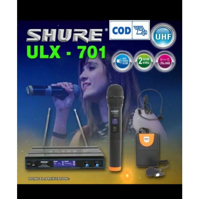 mic wireless shure ulx701 ulx 701 microphone pegang clip on headset