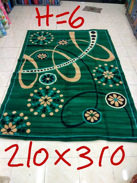 Karpet permadani motif kembang abstrak  warna abu&quot; ,Merah dan hijau