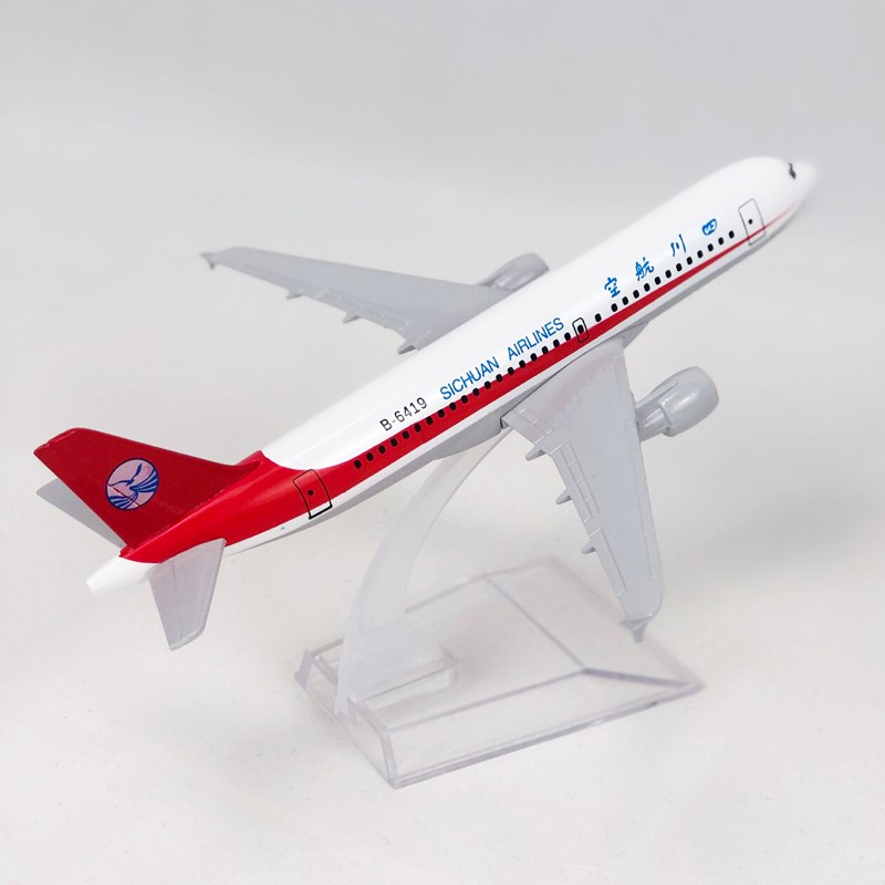 Miniatur Diecast Pesawat Terbang Sichuan Airbus A320 Bahan Metal Ukuran 16cm 20cm