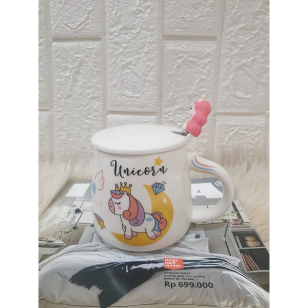 Mug/Mug/Cangkir Keramik Gendut Unicorn & Sendok