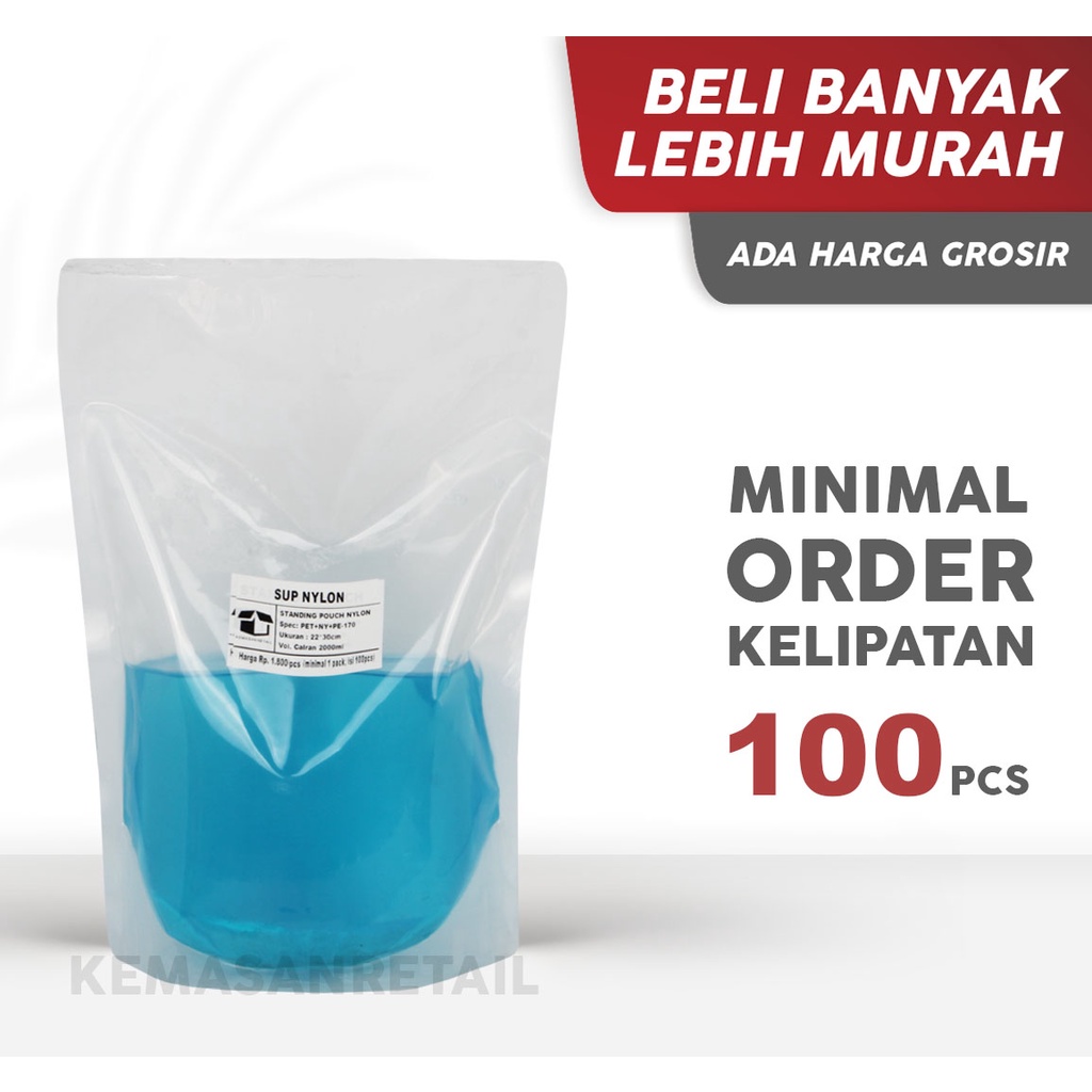 Standing Pouch Nylon 22x30 cm (2000ml) - Kemasan Plastik Minuman - Plastik Kemasan Cairan
