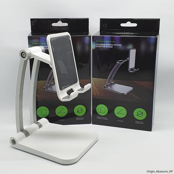 [WS]  Holder tablet Hp Full Stainless Folding Mobile Phone Desktop Stand Model-Q009