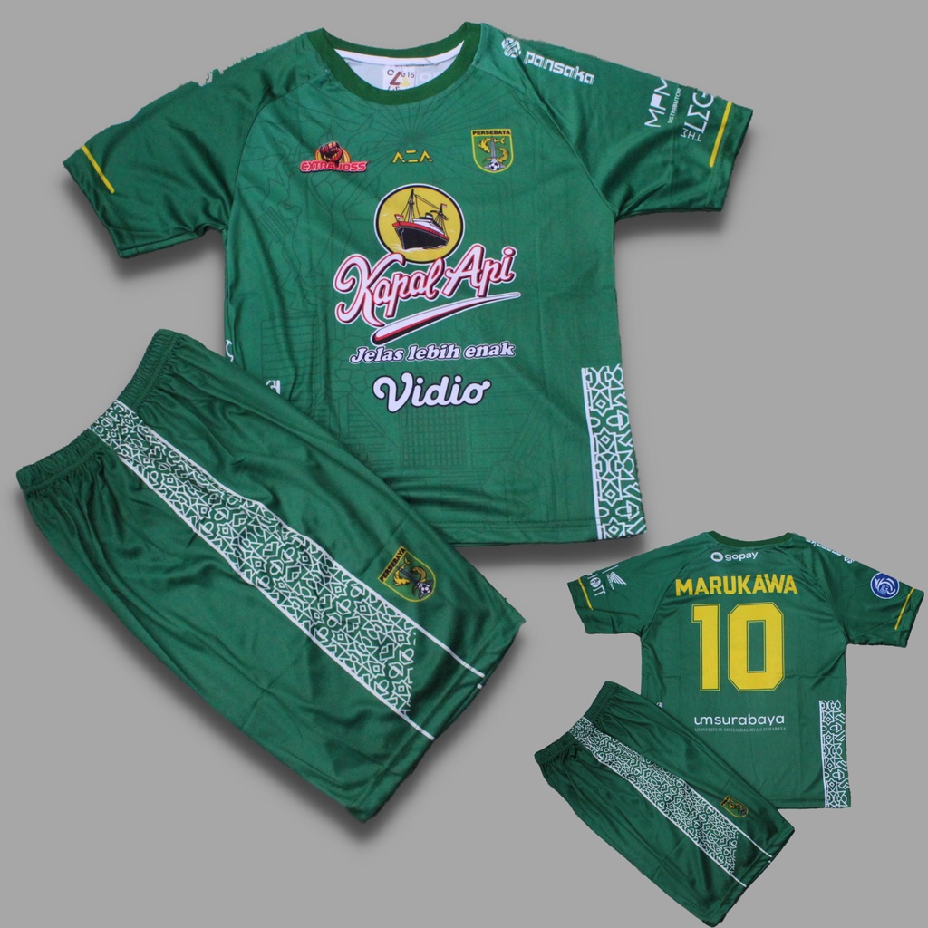 setelan baju bola anak laki laki/baju bola persebaya/baju bola persebaya marukawa full printing/baju persebaya vidal