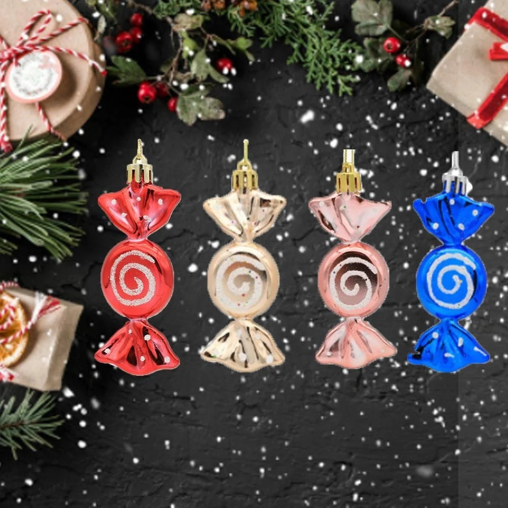 6pcs / Set Ornamen Permen Warna-Warni Untuk Dekorasi Pohon Natal