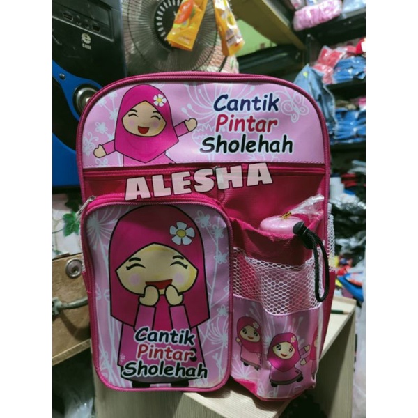 Tas Ransel Sekolah Paud - TK Anak Perempuan Gambar Kartun Free Botol Minum COD