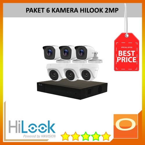 PAKET CCTV HILOOK 2MP 6 KAMERA HDD 500GB LENGKAP SIAP PASANG