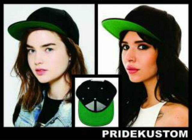 Promo murah meriah topi snapback polos hitam base hijau model original standart distro