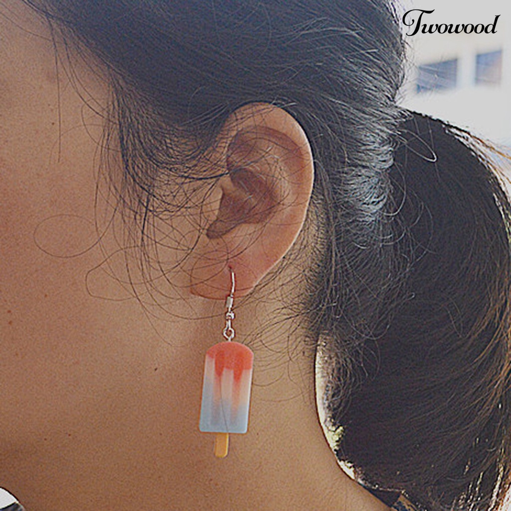Anting Juntai Bentuk Es Krim Bahan Stainless Steel Untuk Hadiah Anak Perempuan
