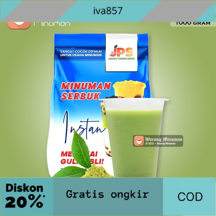 

PROMO Bubuk Minuman 1 kg Green Tea Teh Hijau JPS Mix Dengan Gula GRATIS ONGKIR