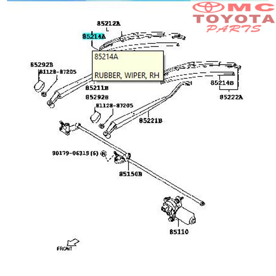 Karet Rubber Wiper Depan Kanan Avanza Xenia 85214-BZ020