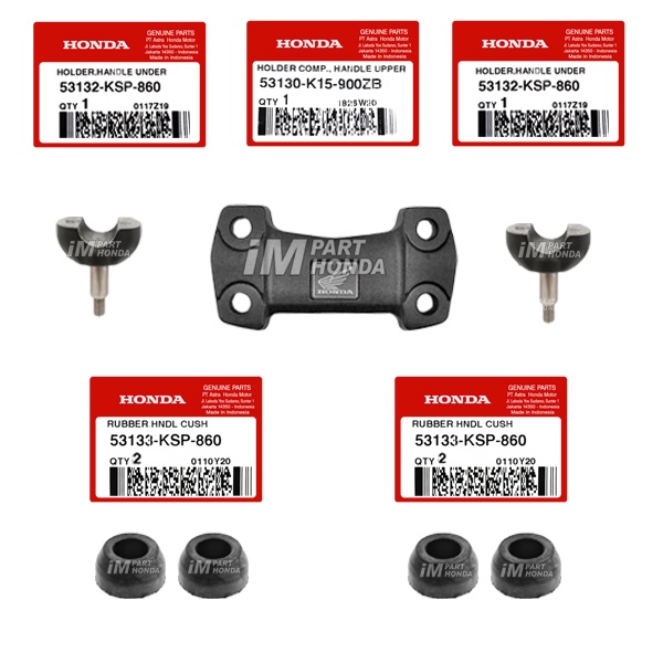 53130-K15-900ZB 53132-KSP-860 53133-KSP-860 Paket Raiser Dudukan Stang Stir Kanan Kiri Karet 4 Pcs C