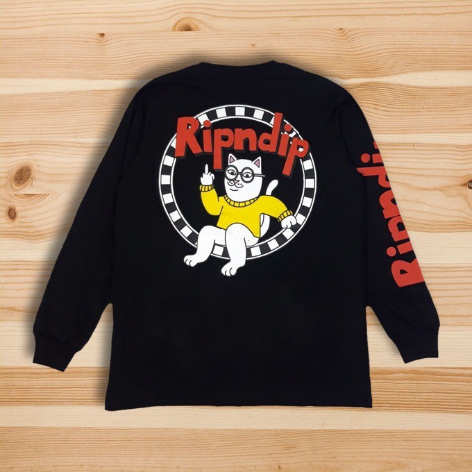 Nomdc Longsleeve Ripndip Rip N Dip Cat Printed Font Text Back Premium Shopee Indonesia