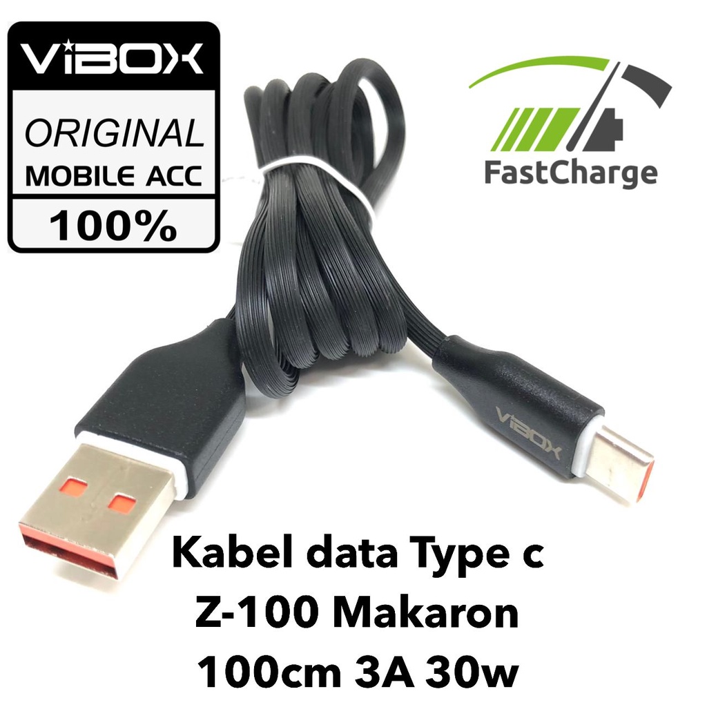 Kabel Data Vibox For Android Z100 MACARON A METER 3A 30W Kabel Charger Casan Vibox Micro dan Type-C