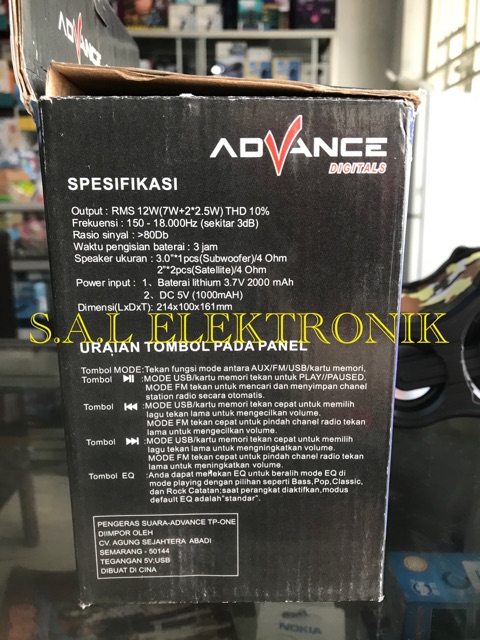 Speaker Portable Advance TP-ONE Multimedia Speaker