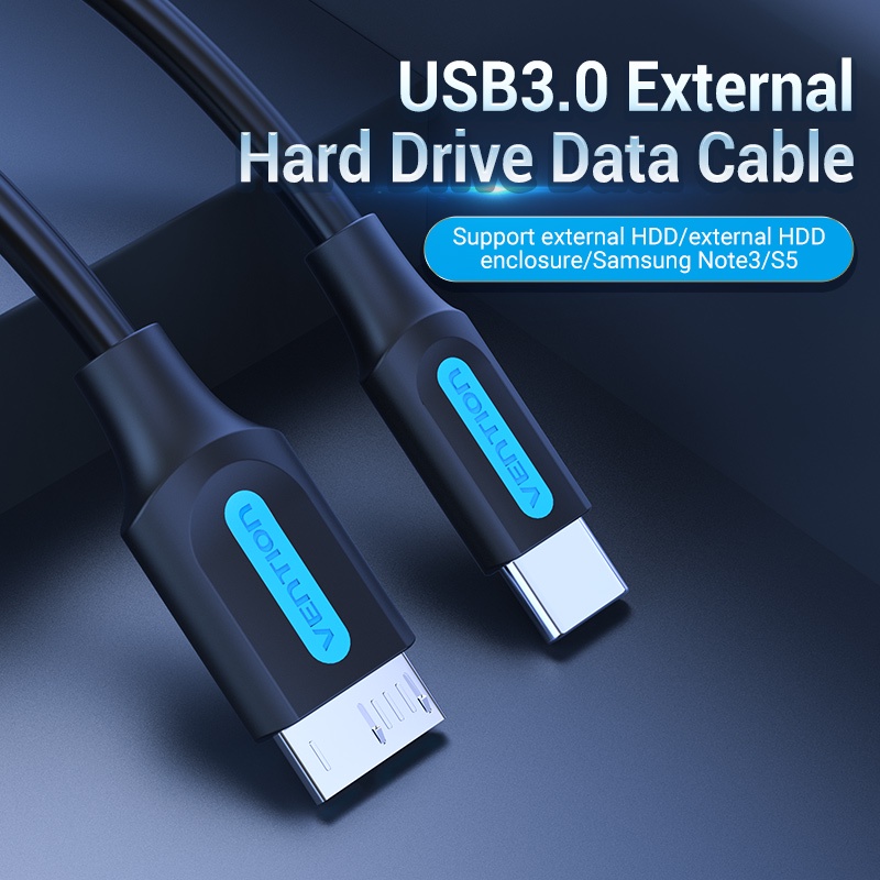 Vention Kabel Data / Charger Micro USB 3.0 Tipe C Male Ke Male Fast Charging Untuk Hard Drive / HDD / SDD