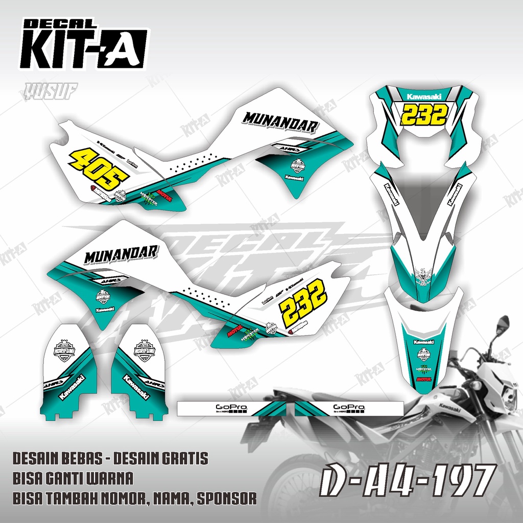 Decal New Dtracker 150 MOTIF SIMPLE MODERN PUTIH HIJAU TOSCA D-A4-197