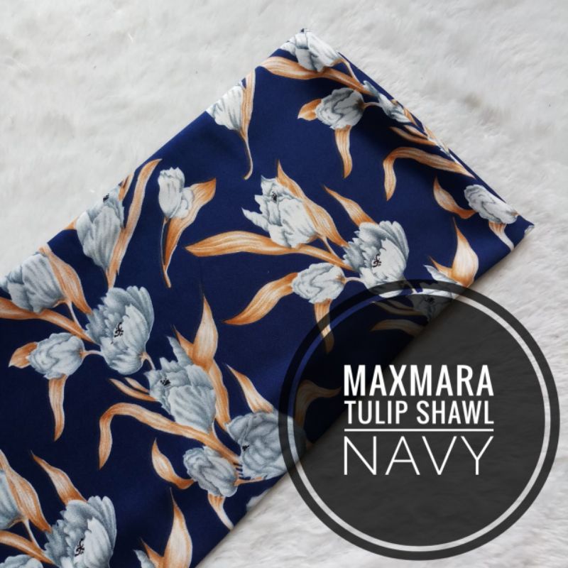 LAST STOCK Kain Meteran Maxmara Tulip Shawl Navy