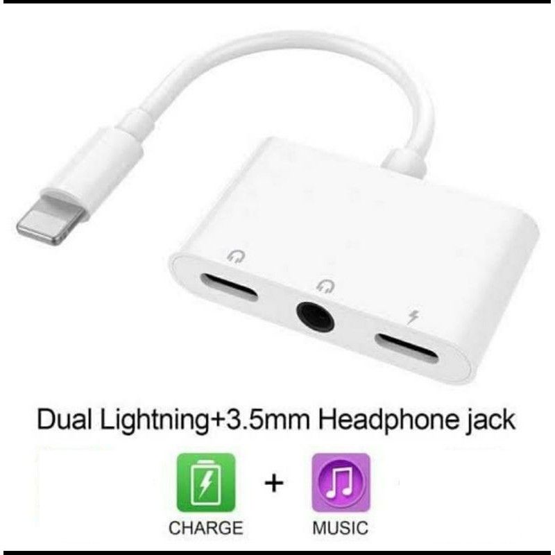 Adaptor Audio Lightning to Jack 3.5 Spliter Lightning 3 in 1 JH010