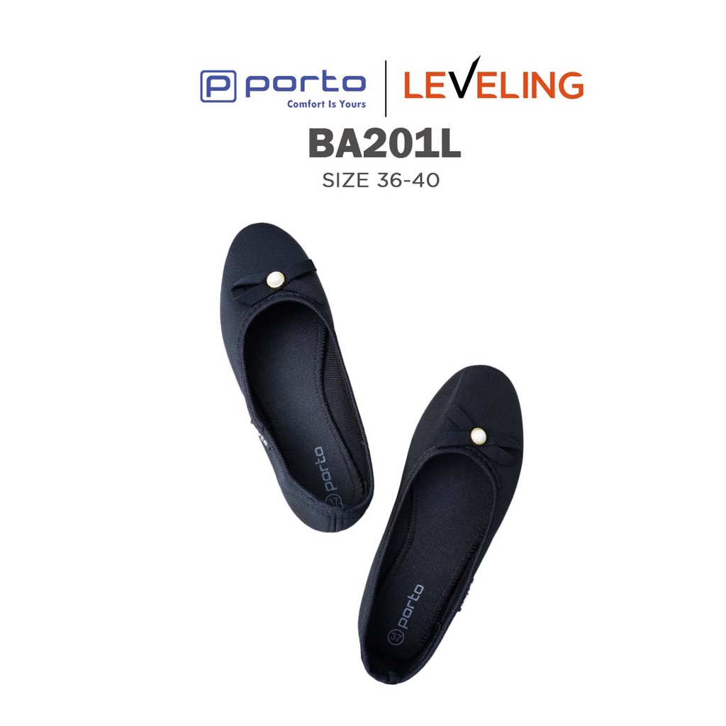 BA201L - Porto Leveling Sepatu Wanita Flatshoes Casual Balet Kain Empuk Original Porto Lady