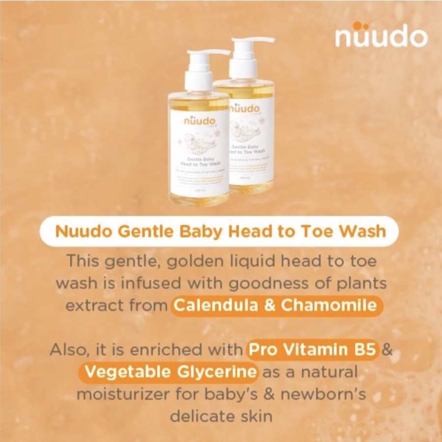 Nuudo by Pureco Gentle Baby Head to Toe Wash 60ml dan 250ml