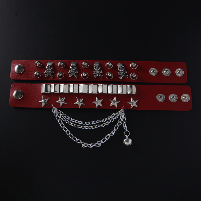 [Z H Jewelry] Hip Hop Rock Pria Fashion Motor Stainless Steel Multilayer Kulit Tengkorak Gelang/Aksesoris Perhiasan Pesta