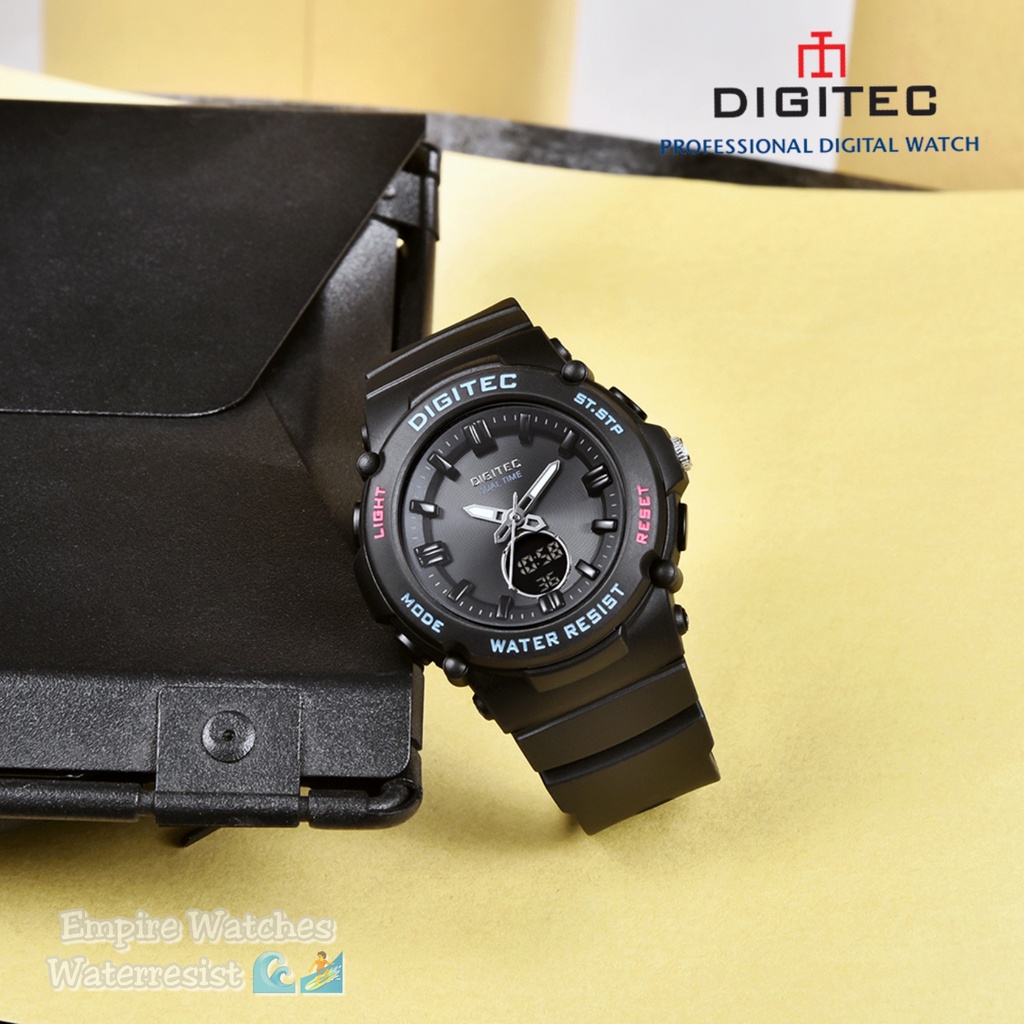 Jam Tangan Digitec DG4110T 4110 Wanita Cewek Digital Analog Strap Rubber Dualtime Kualitas Original Waterproof